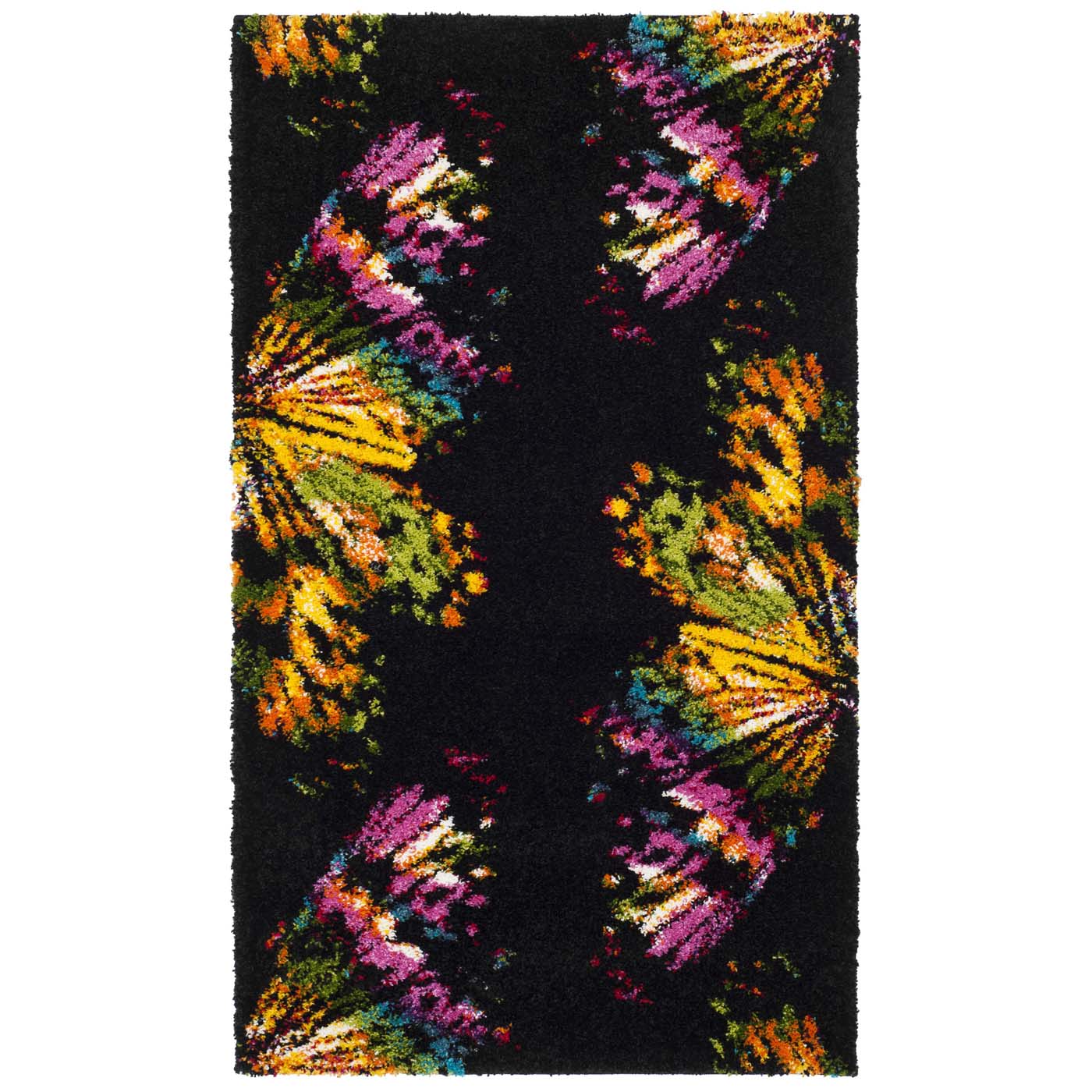 Safavieh Fiesta Shag 368 Rug, FSG368 - Black / Yellow