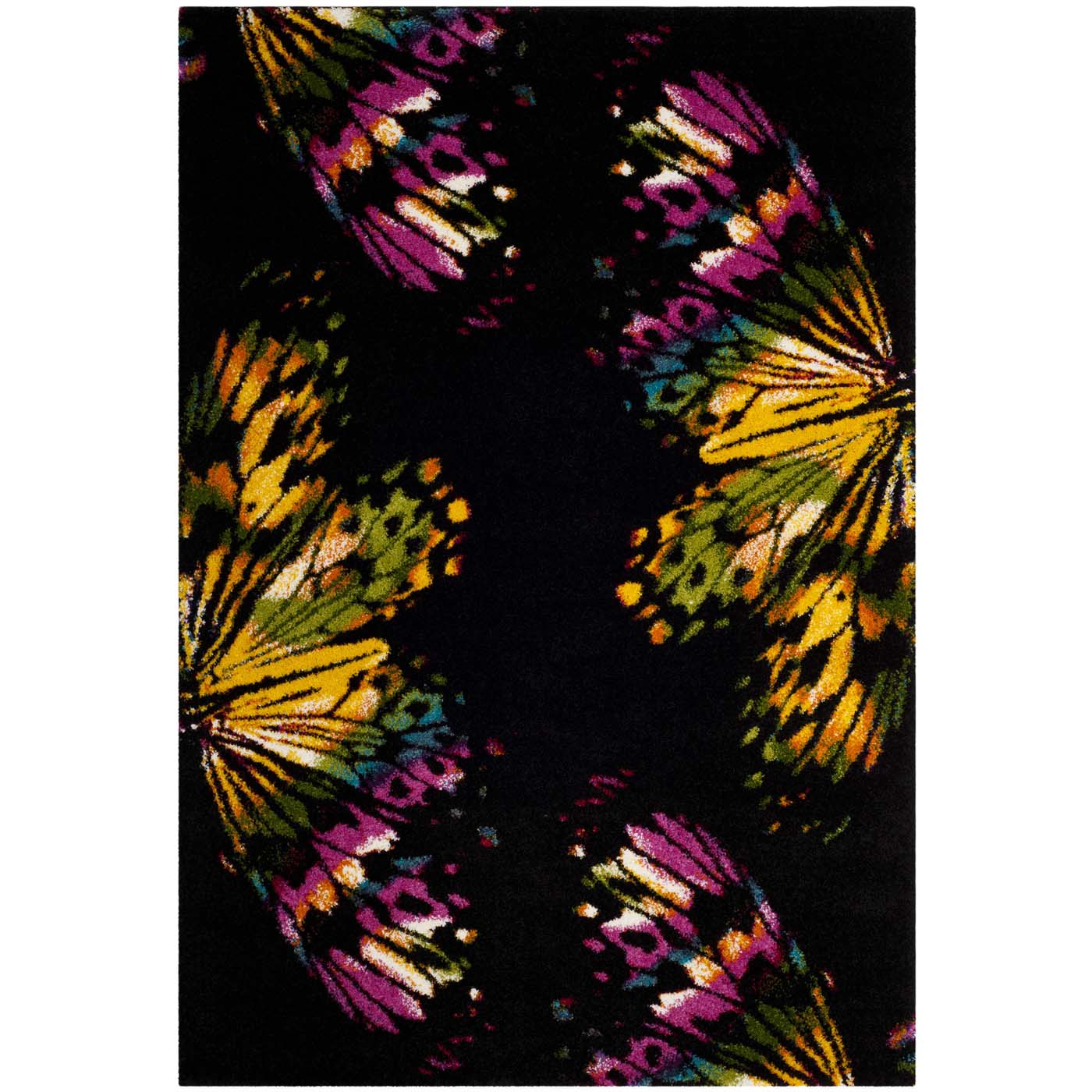 Safavieh Fiesta Shag 368 Rug, FSG368 - Black / Yellow