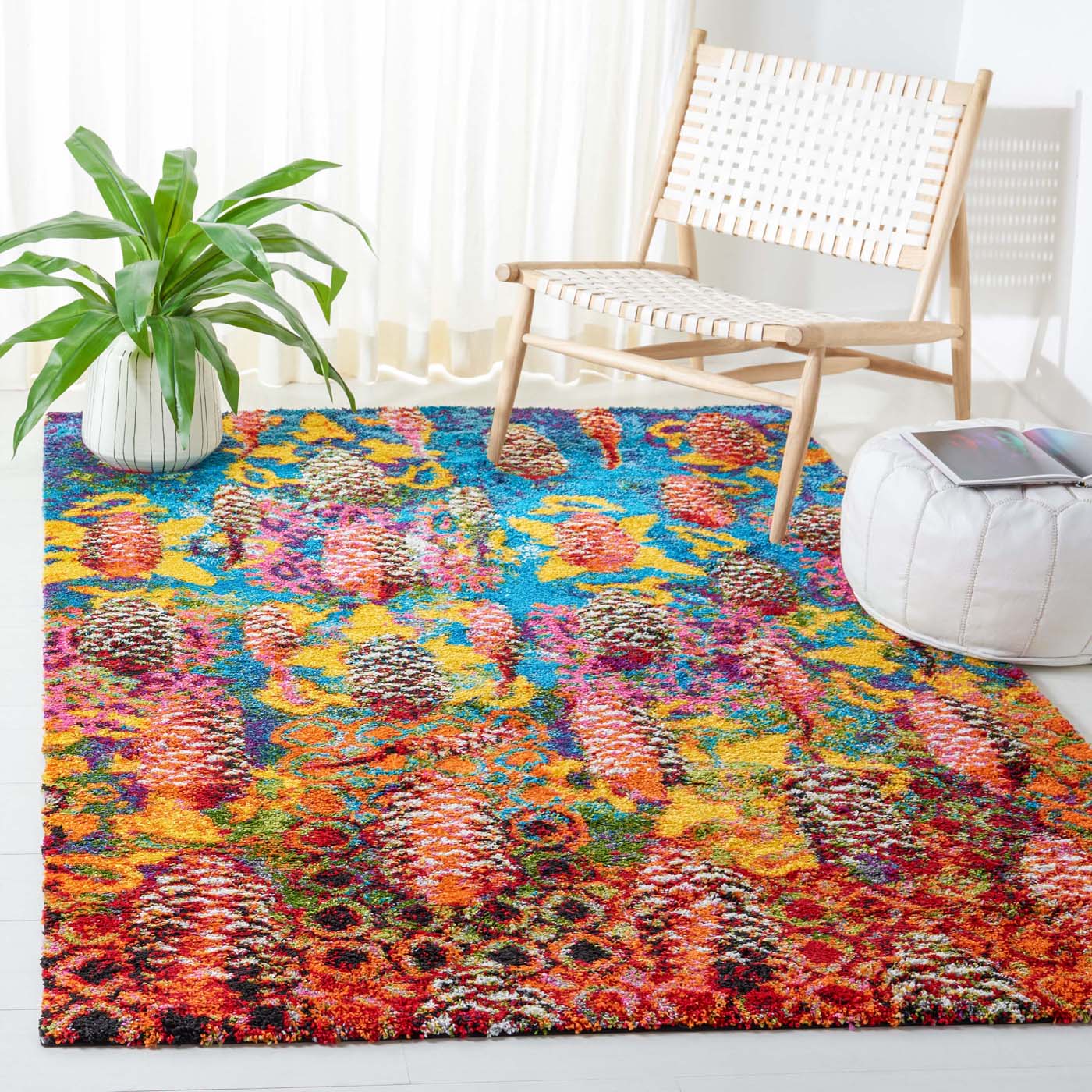 Safavieh Fiesta Shag 369 Rug, FSG369 - Turquoise / Multi