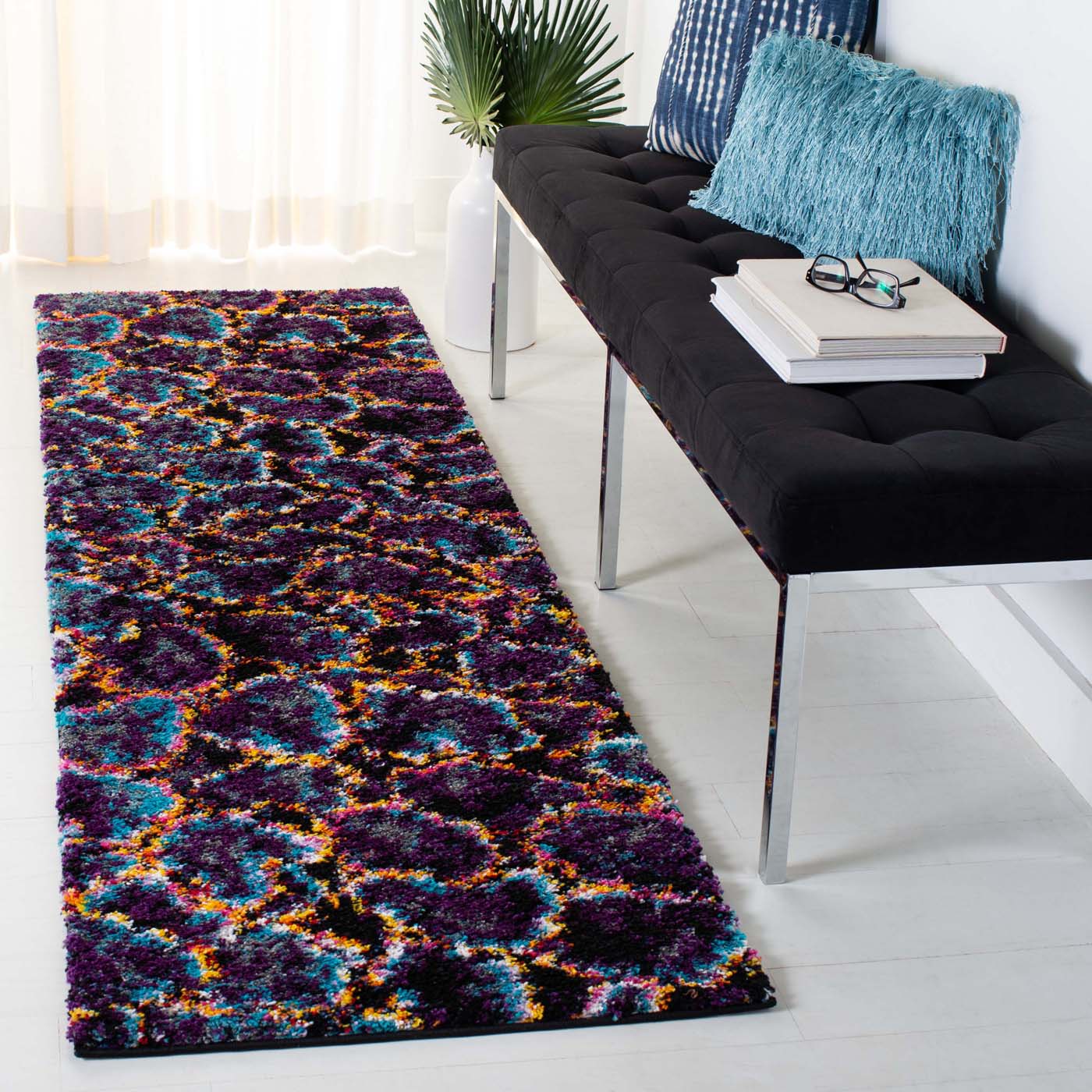 Safavieh Fiesta Shag 371 Rug, FSG371 - Turquoise / Multi