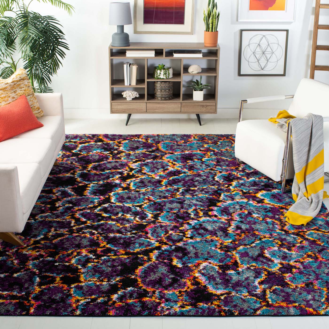 Safavieh Fiesta Shag 371 Rug, FSG371 - Turquoise / Multi