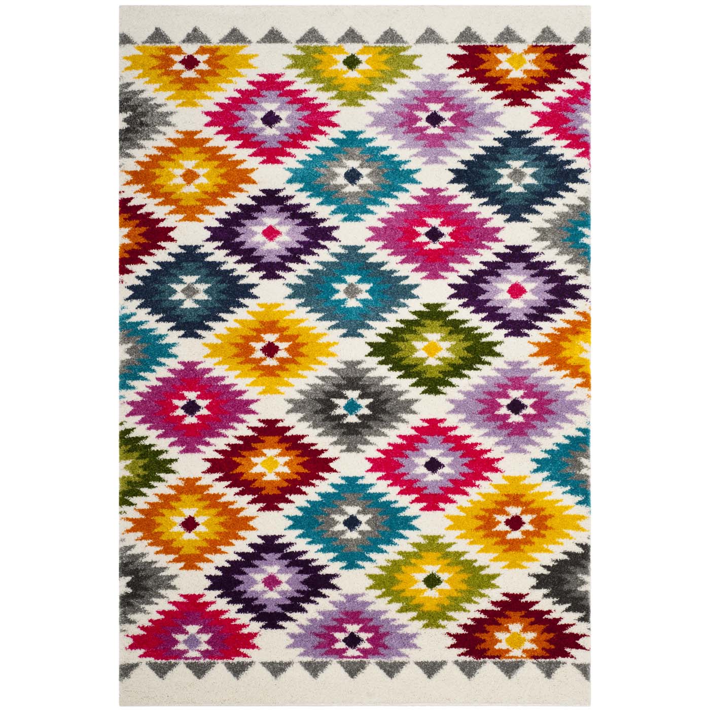 Safavieh Fiesta Shag 374 Rug, FSG374 - Cream / Multi