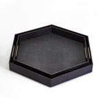 Two's Company S/2 Black Hexagon Stingray Trays
