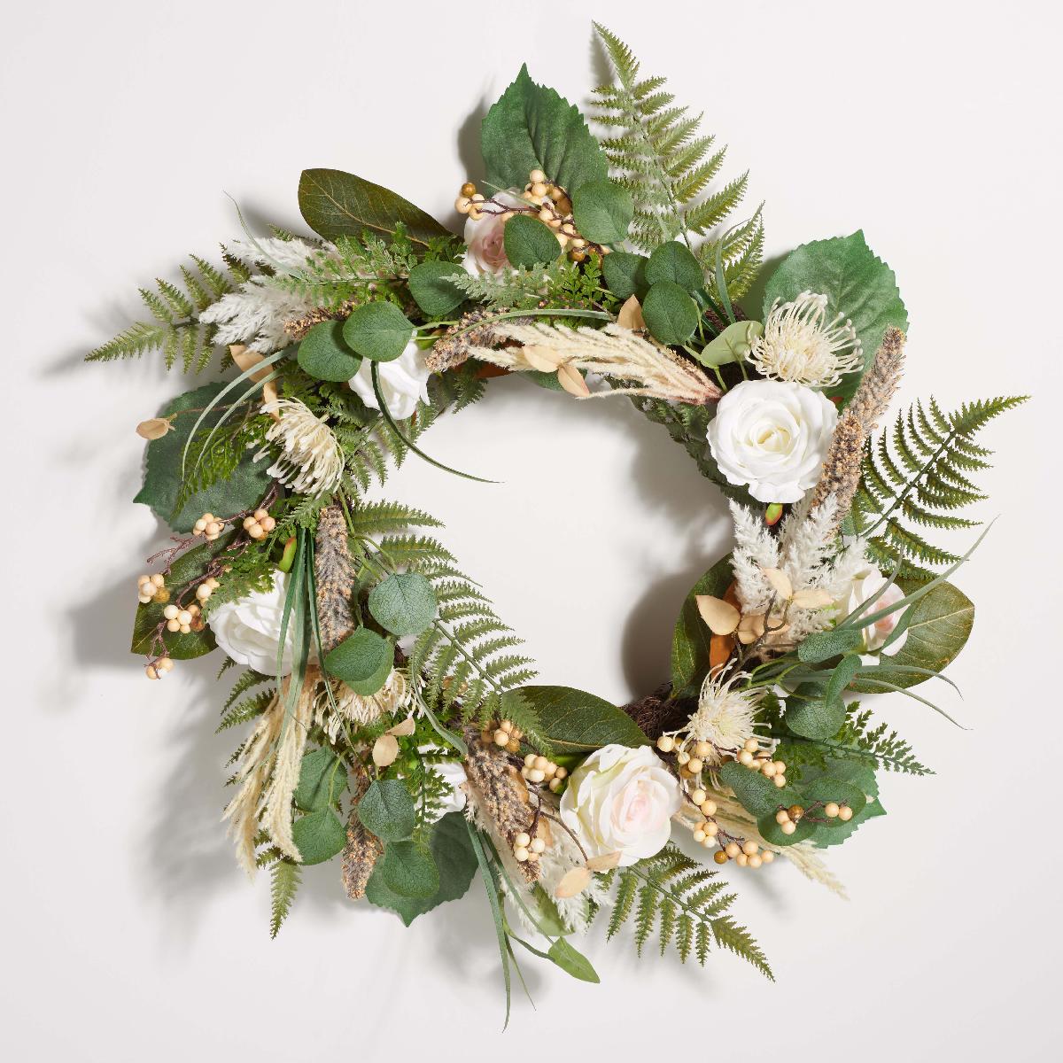 Safavieh Faux 28 Rose & Fern Wreath , FXP1023