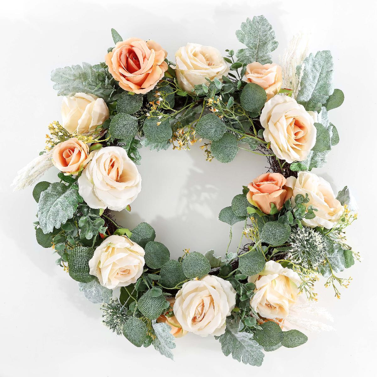 Safavieh Faux 24 Rose & Eucalyptus Wreath , FXP1024