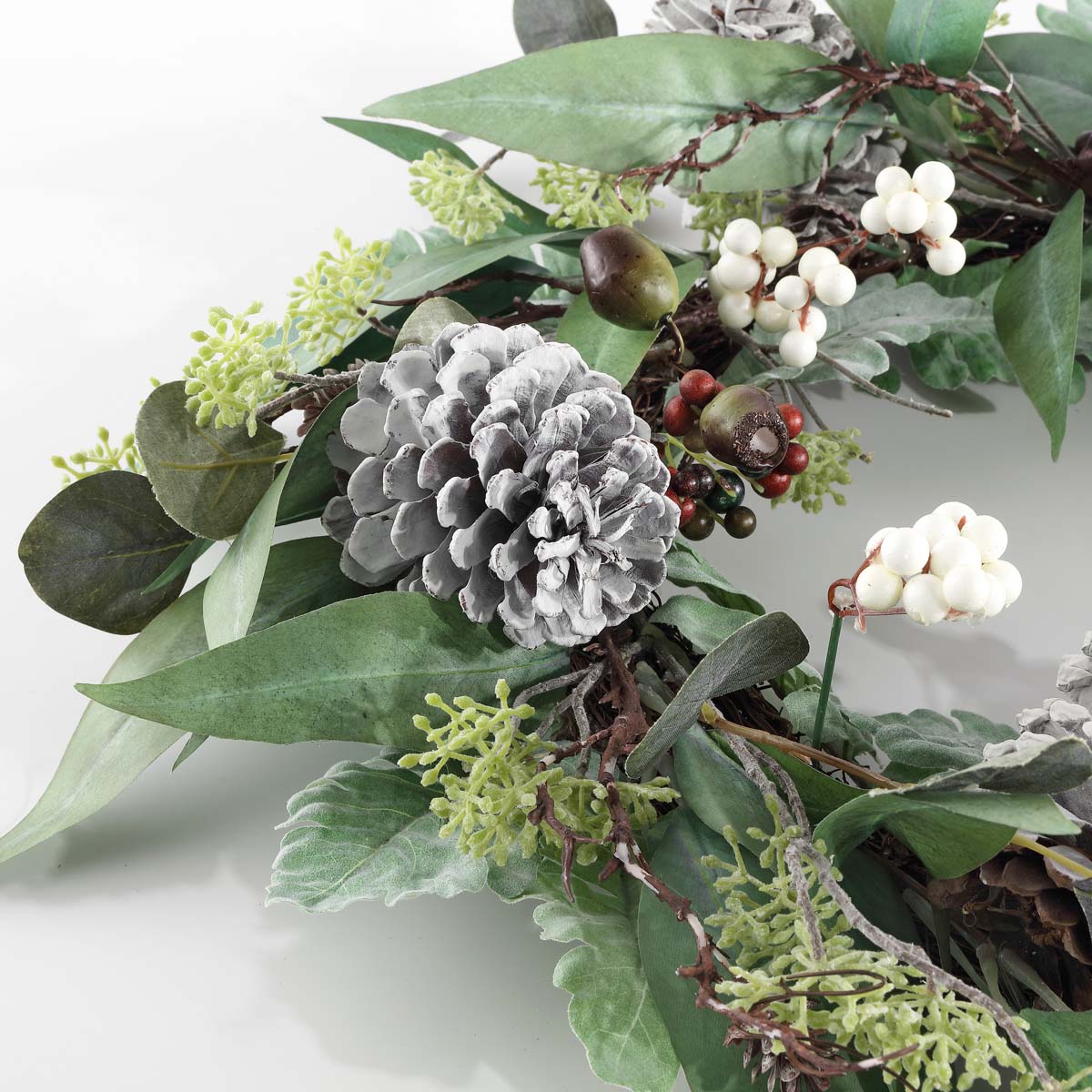 Safavieh Faux 24 Inch Eucalyptus & Berries Wreath W/ Pine Cones , FXP1072 - Multi