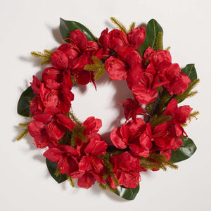 Safavieh Faux 24 Inch Amaryllis & Magnolia Leaf Wreath , FXP1091
