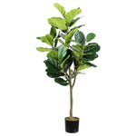 Safavieh Faux Multi Branch Fiddle Leaf Fig 72 Potted Tree , FXP2003 - Green