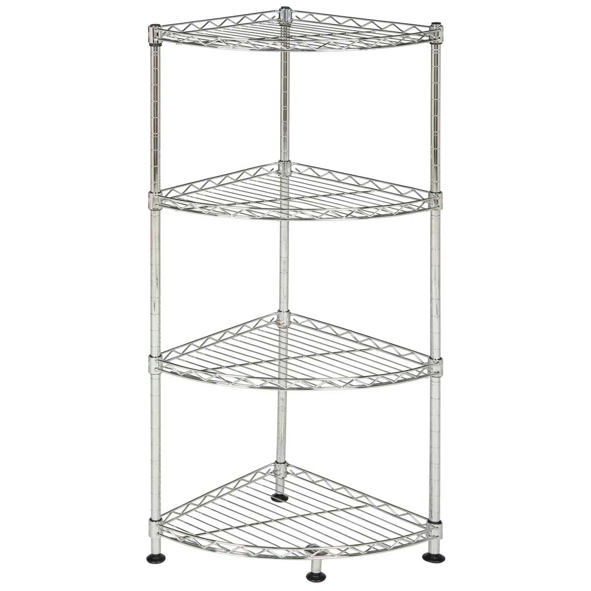 Safavieh Damaris 4 Tier Chrome Wire Corner Rack (11.8 In. W X 11.8 In. D X 31.5 In. H) , HAC1004 - Chrome