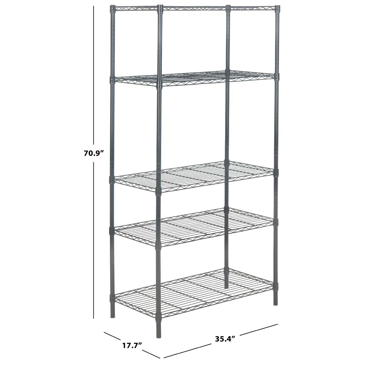 Safavieh Ceasar 5 Tier Chrome Wire Adjustable Rack (35.4 In. W X 17.7 In. D X 70.9 In. H) , HAC1006 - Chrome