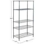 Safavieh Ceasar 5 Tier Chrome Wire Adjustable Rack (35.4 In. W X 17.7 In. D X 70.9 In. H) , HAC1006 - Chrome