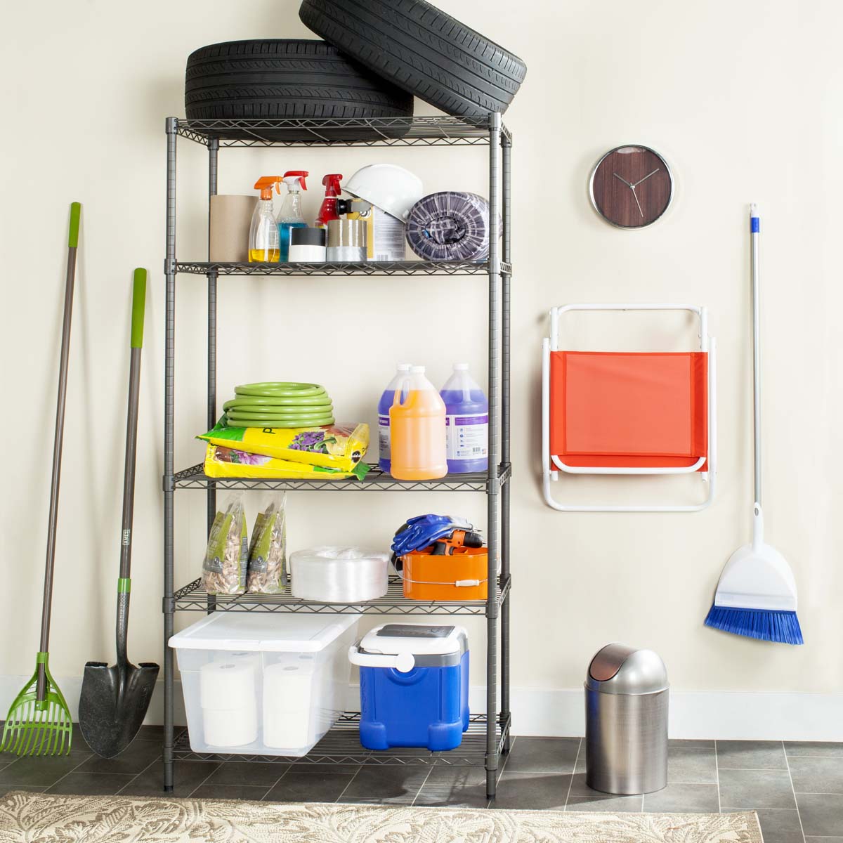 Safavieh Ceasar 5 Tier Chrome Wire Adjustable Rack (35.4 In. W X 17.7 In. D X 70.9 In. H) , HAC1006 - Chrome