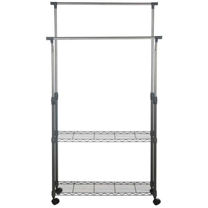 Safavieh Giorgio Chrome Wire Dble Rod Clothes Rack (35.4 In. W X 13.8 In. D X 66.9 In. H) , HAC1019