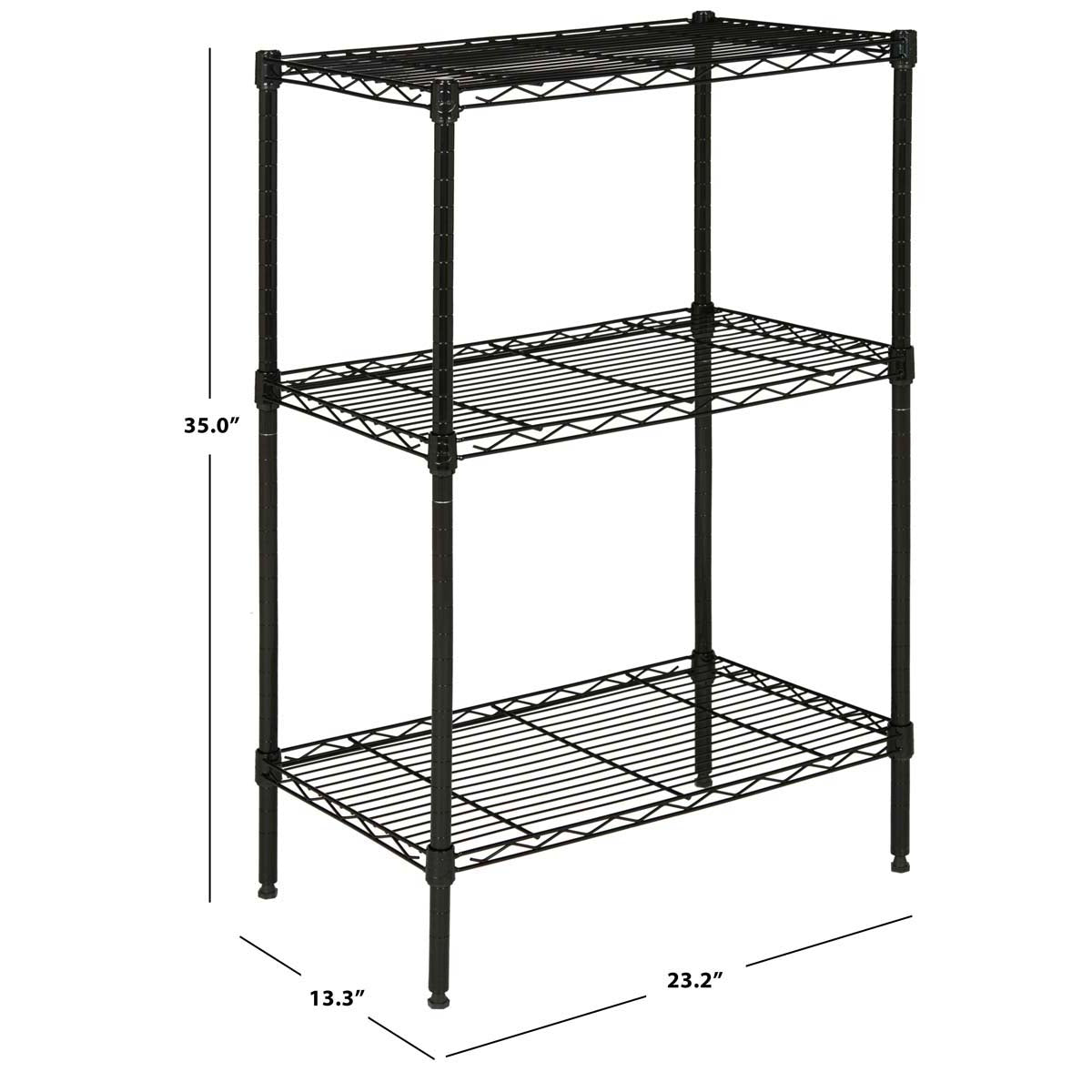Safavieh Sierra Mini 3 Tier Chrome Wire Shelve (23 In. W X 13 In. D X 35 In. H) , HAC2000 - Black