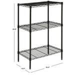 Safavieh Sierra Mini 3 Tier Chrome Wire Shelve (23 In. W X 13 In. D X 35 In. H) , HAC2000 - Black
