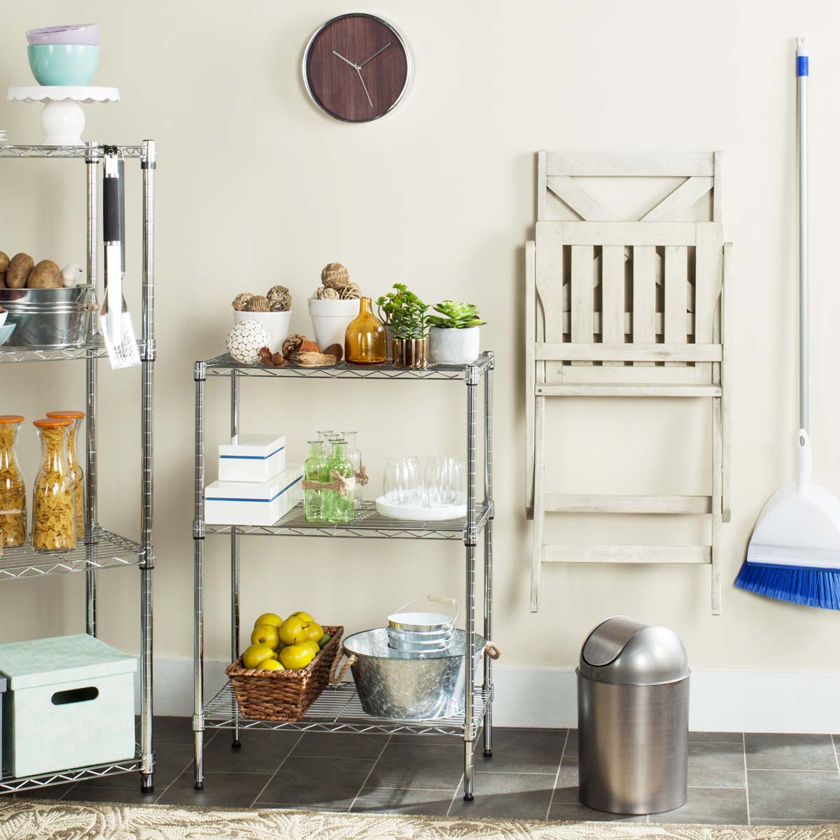 Safavieh Sierra Mini 3 Tier Chrome Wire Shelve (23 In. W X 13 In. D X 35 In. H) , HAC2000 - Chrome