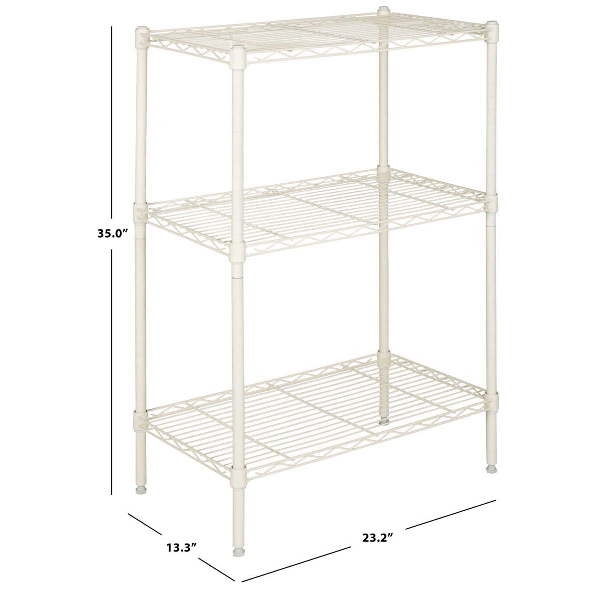 Safavieh Sierra Mini 3 Tier Chrome Wire Shelve (23 In. W X 13 In. D X 35 In. H) , HAC2000 - Ivory