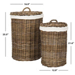 Safavieh Millen Rattan Round Set Of 2 Laundry Baskets , HAC6001 - Natural