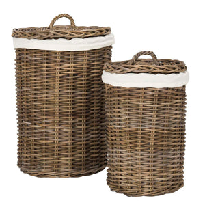 Safavieh Millen Rattan Round Set Of 2 Laundry Baskets , HAC6001