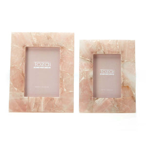 Two's Company Pink Quartz Photo Frames in Gift Box (includes 2 Sizes: 4 x 6 and 5 x 7)