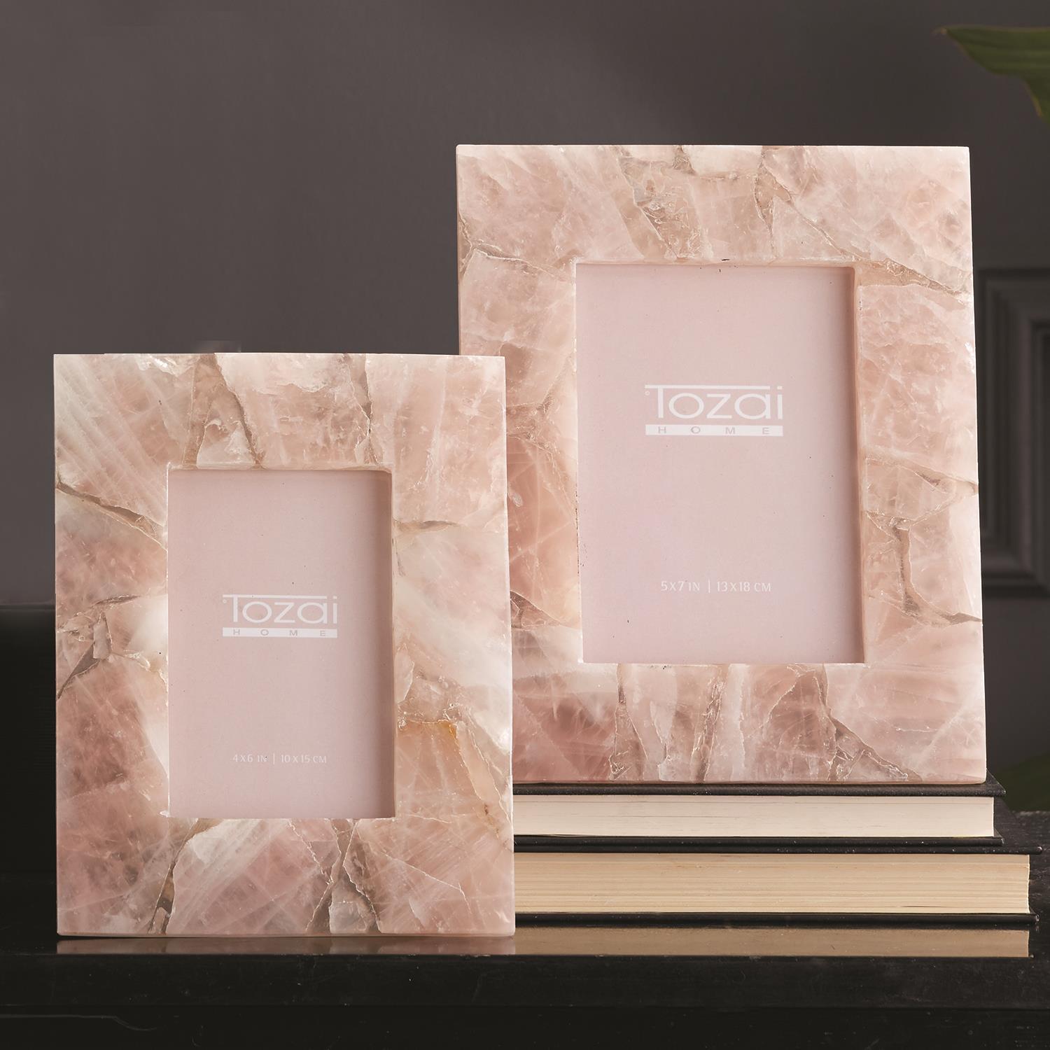 Two's Company Pink Quartz  Photo Frames in Gift Box (includes 2 Sizes: 4 x 6 and 5 x 7)