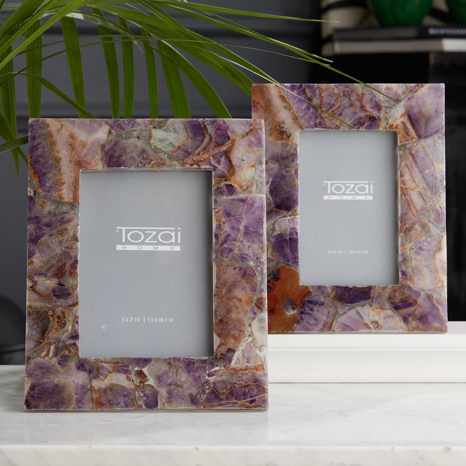 Two's Company Amethyst Photo Frames in Gift Box (includes 2 Sizes: 4 x 6 and 5 x 7)