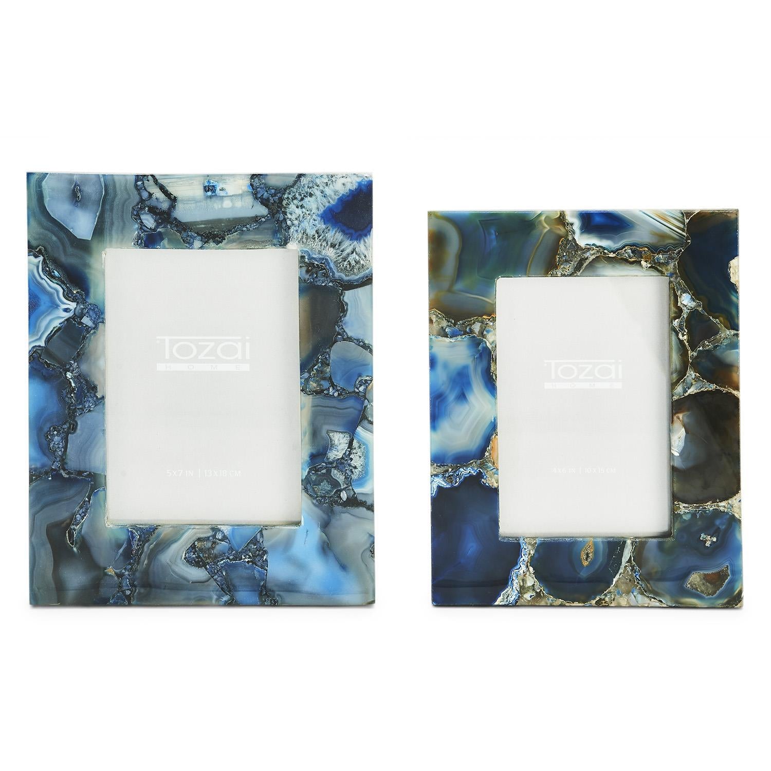 Two's Company S/2 Blue Agate Photo Frames Incl 2 Sizes