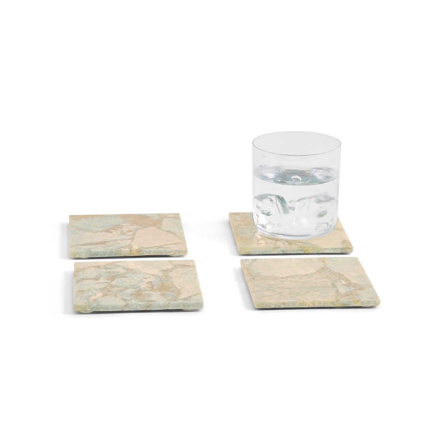 Two's Company S/4 Amazonite Coasters with Resin Base
