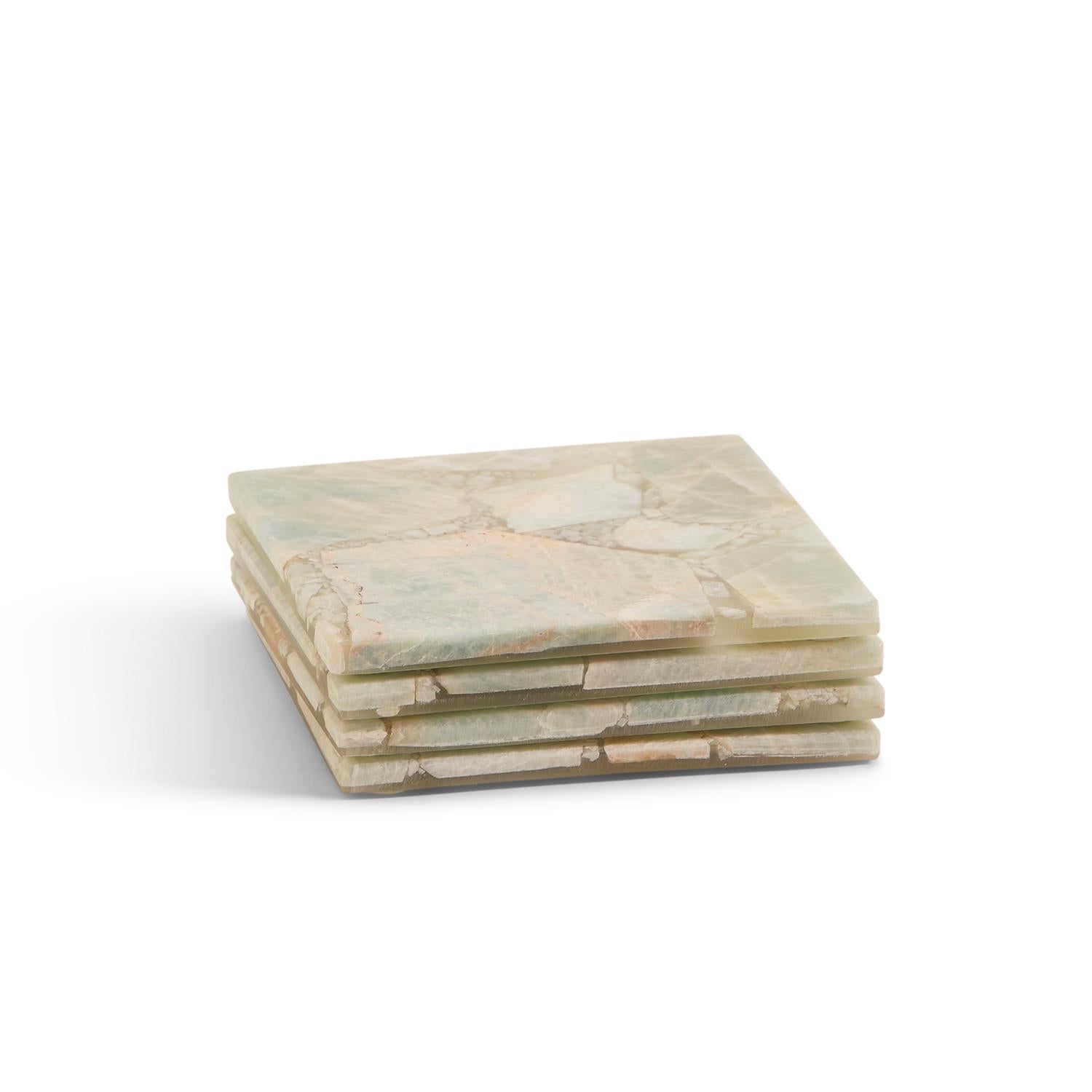 Two's Company S/4 Amazonite Coasters with Resin Base