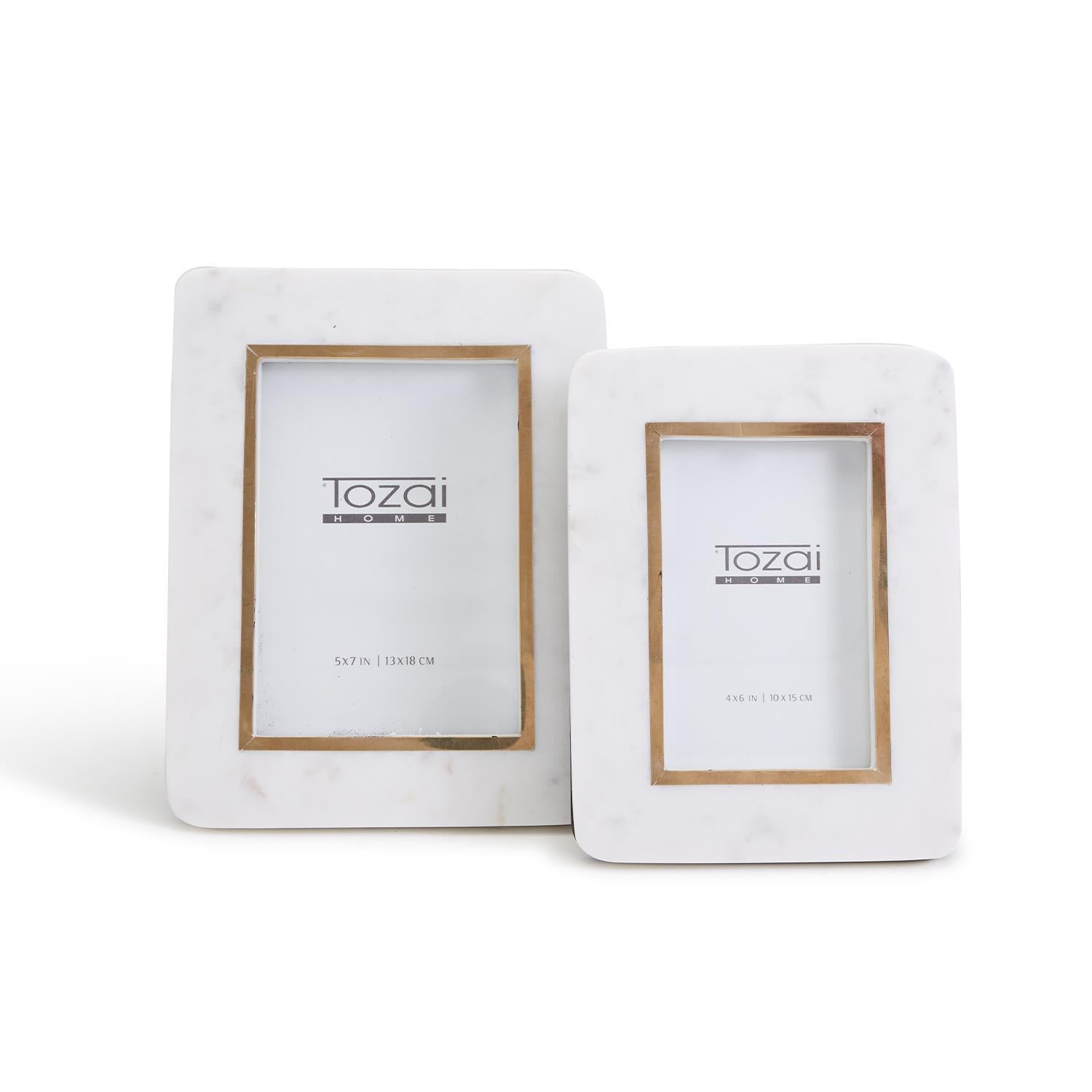 Two's Company S/2 Hoxton White Marble Photo Frames Incl 2 Sizes