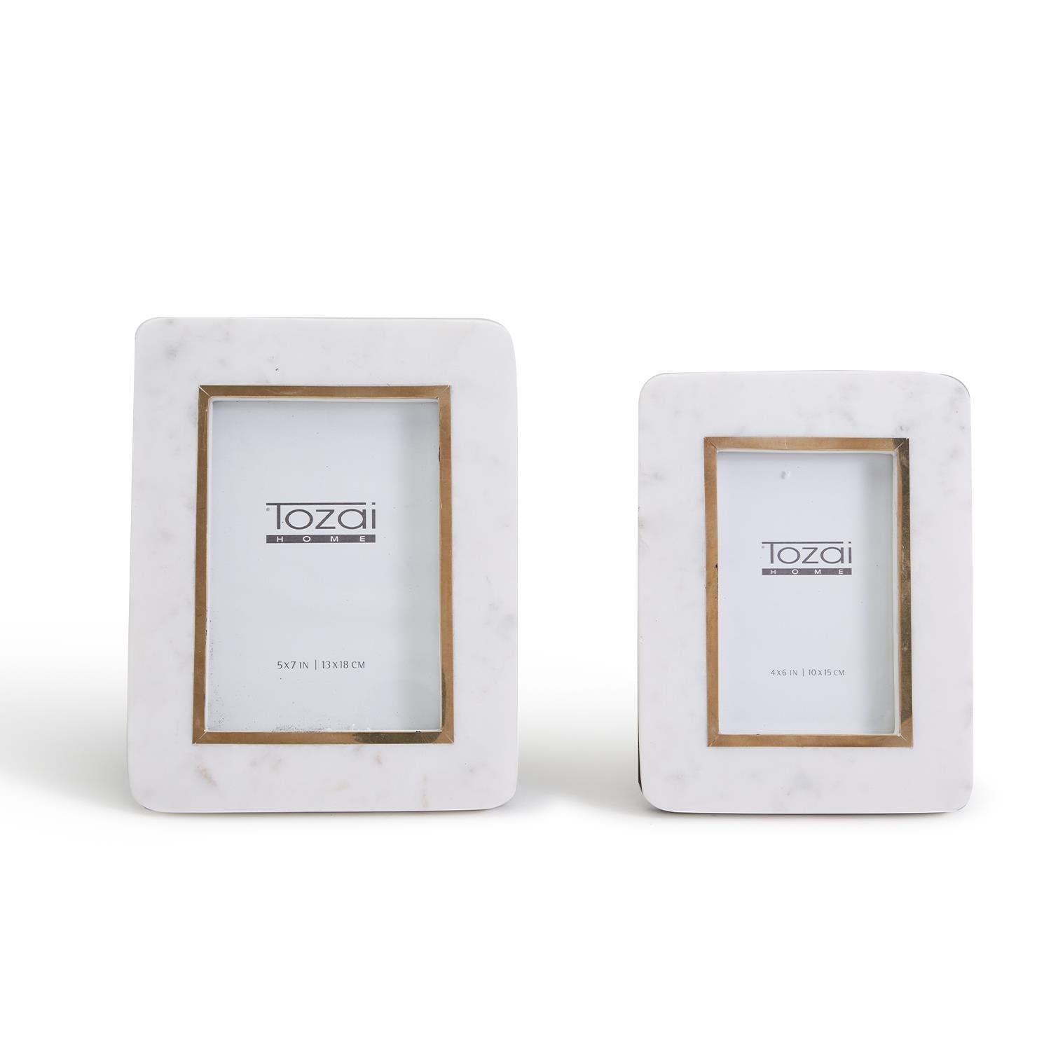 Two's Company S/2 Hoxton White Marble Photo Frames Incl 2 Sizes