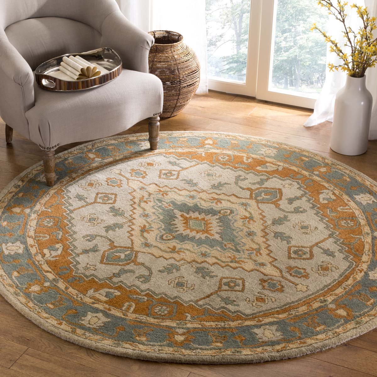 Safavieh Heritage 06A Rug, HG406A - Light Blue / Rust