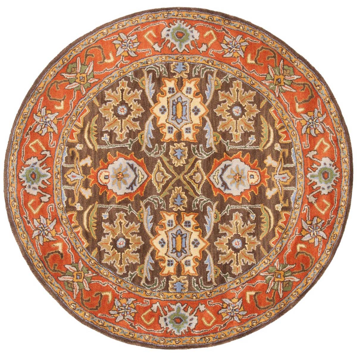 Safavieh Heritage 34B Rug, HG734B - Chocolate / Tangerine