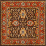 Safavieh Heritage 34B Rug, HG734B - Chocolate / Tangerine