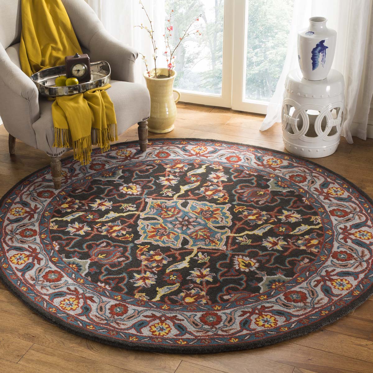Safavieh Heritage 37A Rug, HG737A - Charcoal / Ivory