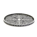 Two's Company Black and White Decorative Round Serving Tray