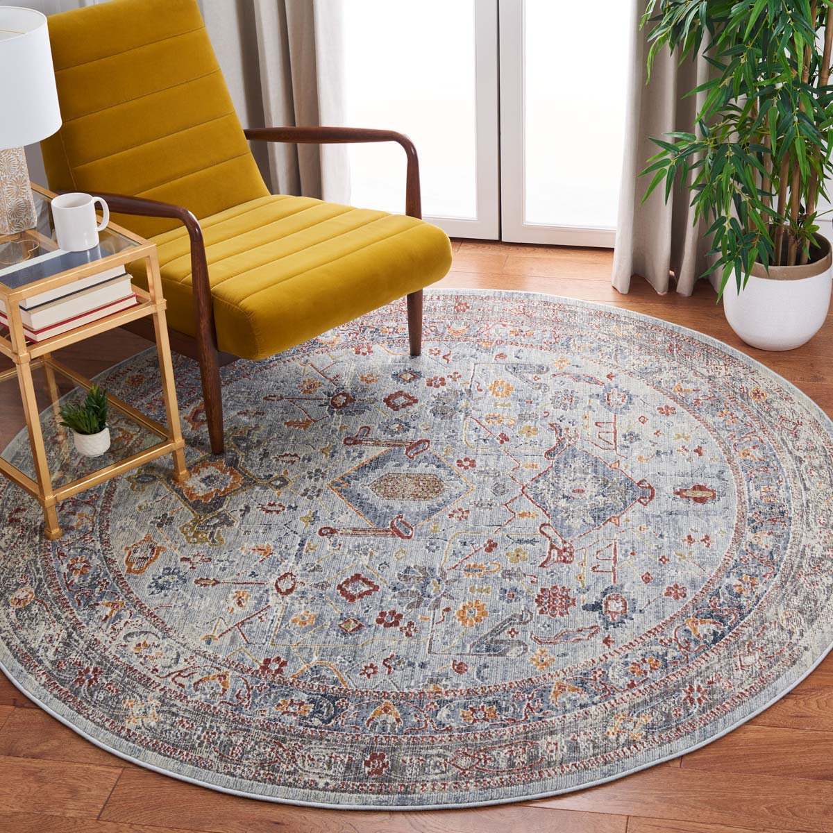 Safavieh History 509 Rug, HIS509 - Light Grey / Rust