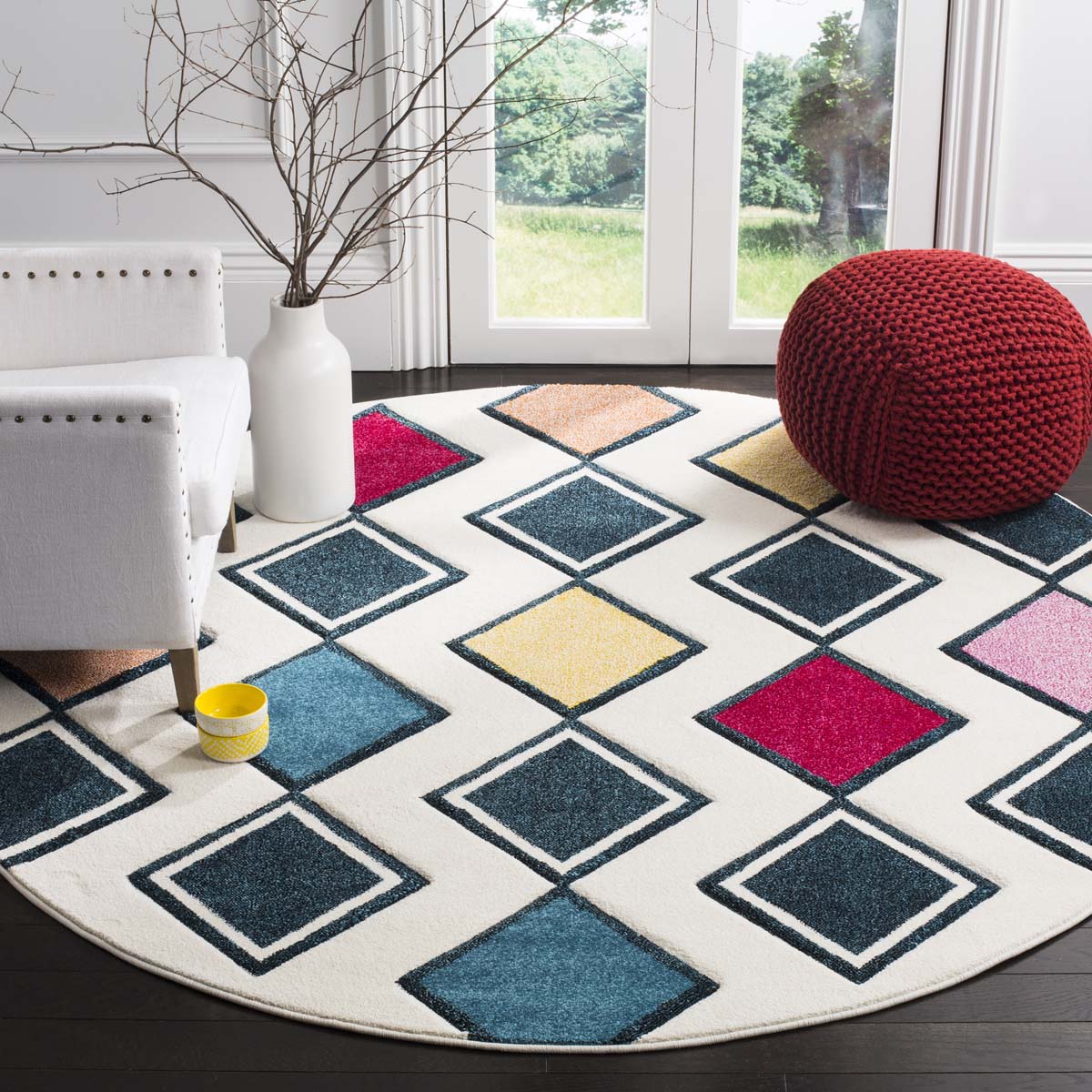 Safavieh Hollywood 704 Rug, HLW704 - Ivory / Peacock Blue