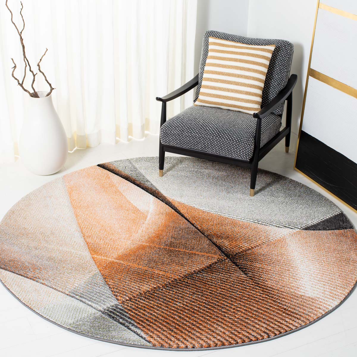 Safavieh Hollywood 715 Rug, HLW715 - Grey / Orange