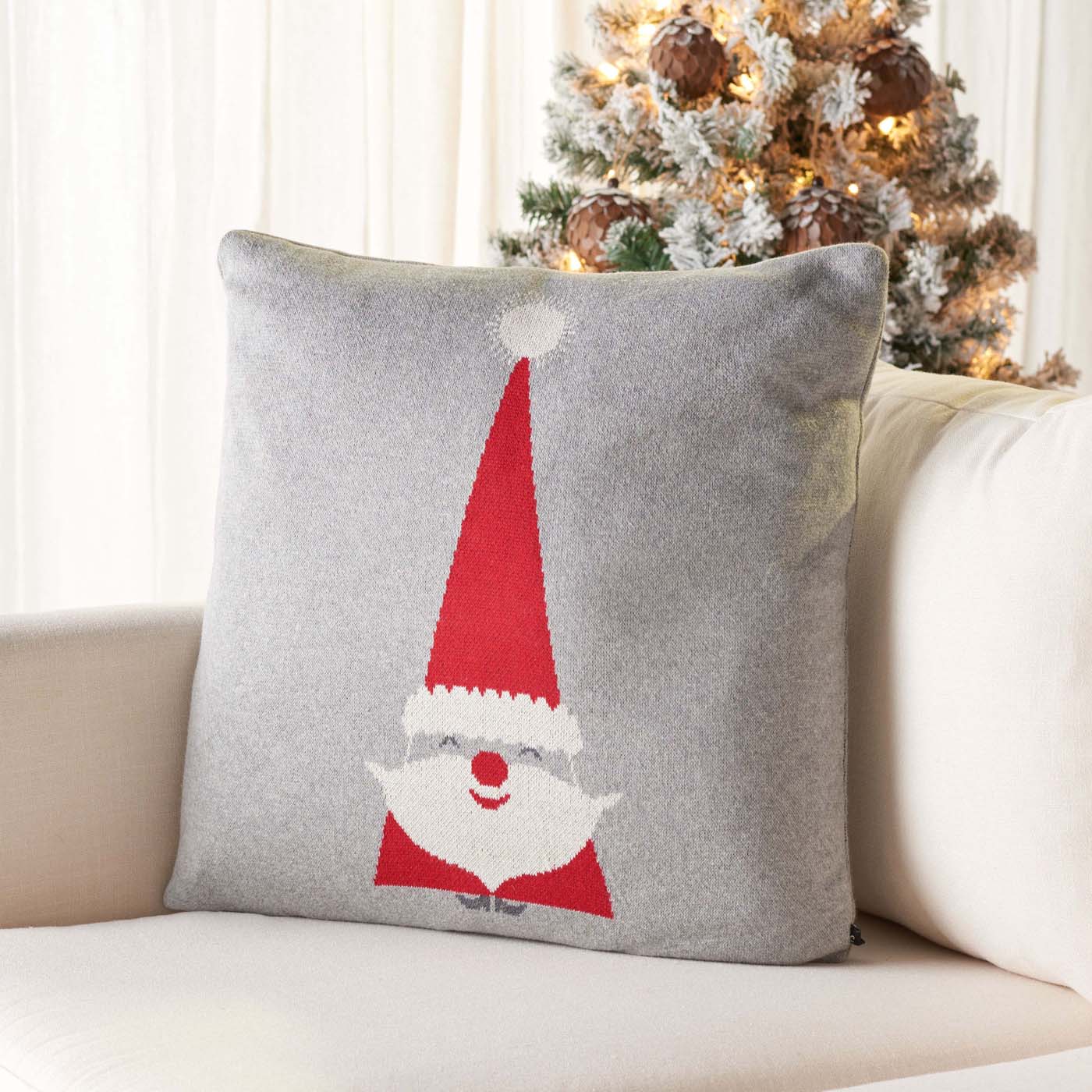Safavieh Sugarplum Elf Pillow , HOL3013 - Grey / Red