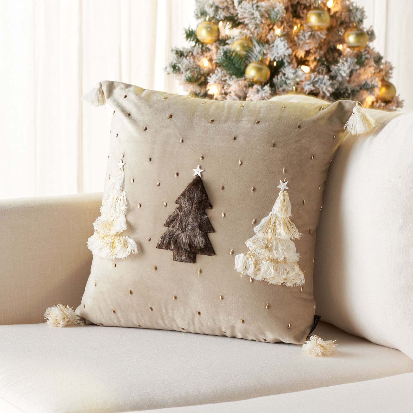 Safavieh Celine Tree Pillow , HOL4007 - Beige / White