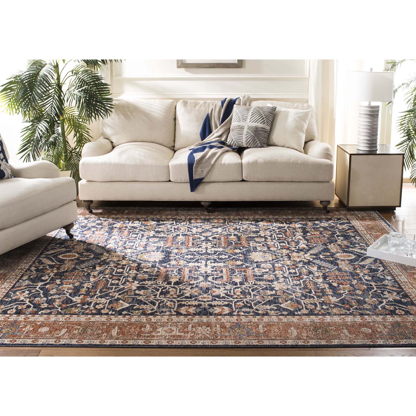 Safavieh Heirloom 703 Rug, HRL703 - Navy / Beige