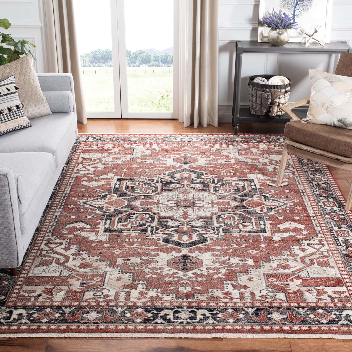 Safavieh Herat 395 Rug, HRT395 - Rust / Black