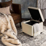 Safavieh Jonathan Flip Top Ottoman , HUD4007 - Flat Cream