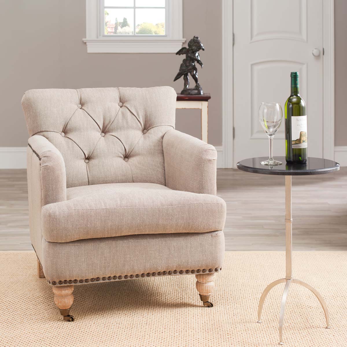 Safavieh Colin Tufted Club Chair , HUD8212 - Stone / Grey