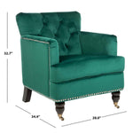 Safavieh Colin Tufted Club Chair , HUD8212 - Emerald / Espresso