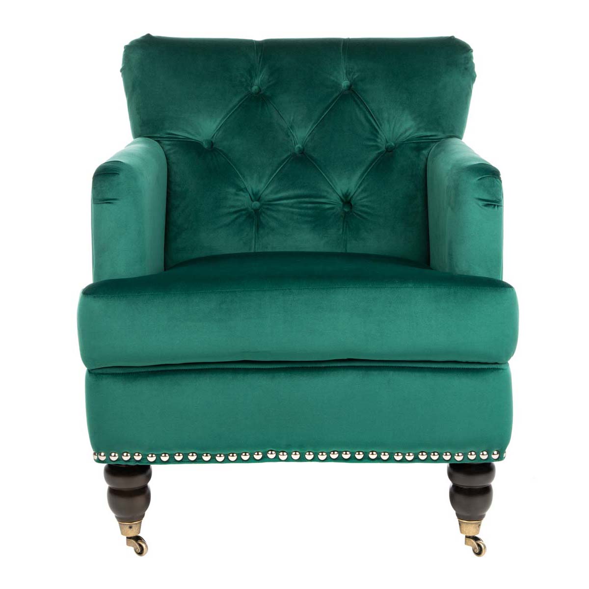 Safavieh Colin Tufted Club Chair , HUD8212 - Emerald / Espresso