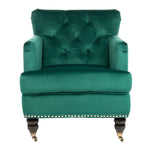Safavieh Colin Tufted Club Chair , HUD8212 - Emerald / Espresso