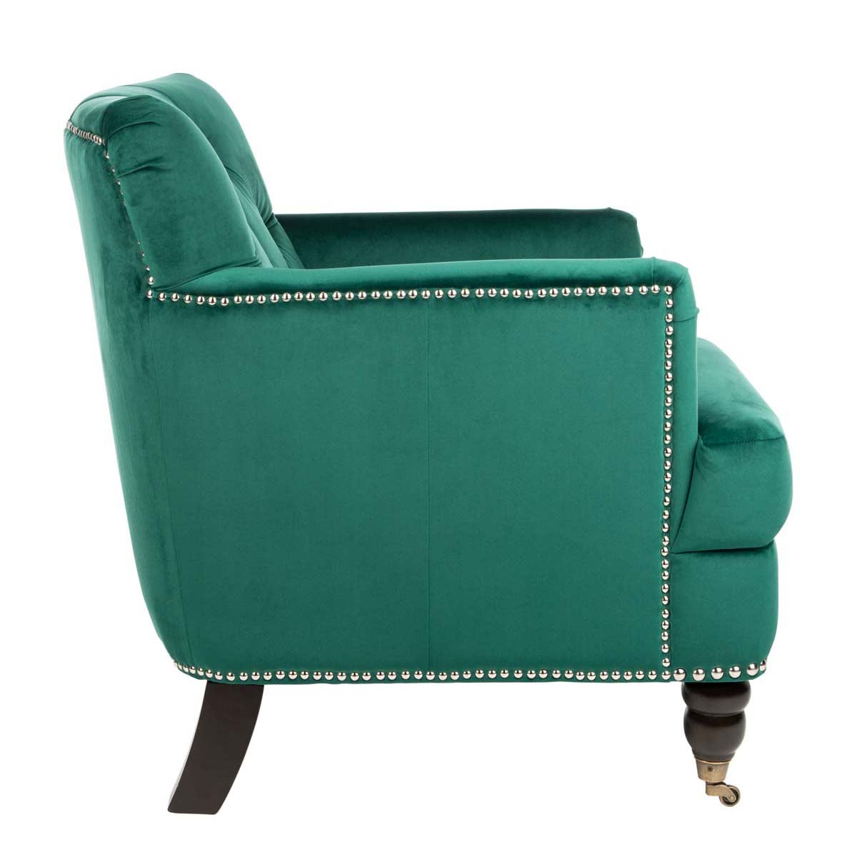 Safavieh Colin Tufted Club Chair , HUD8212 - Emerald / Espresso