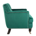 Safavieh Colin Tufted Club Chair , HUD8212 - Emerald / Espresso